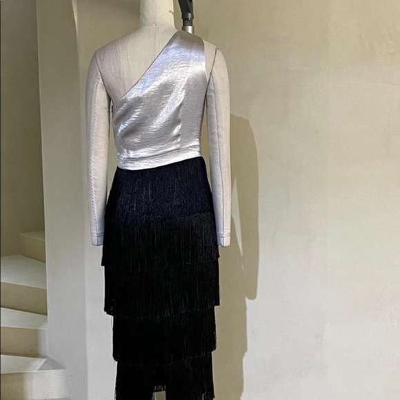 Stunning Lavish Alice X Rosie Connolly Fringe Metallic and black Dress - Picture 4 of 8